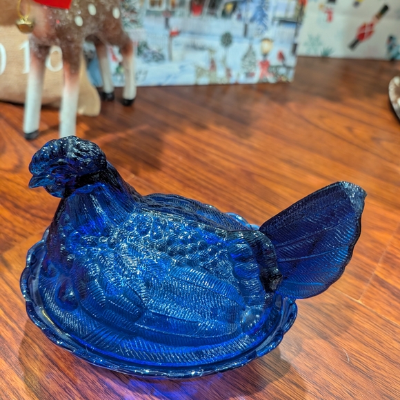 Other - Blue Glass Hen Covered Dish